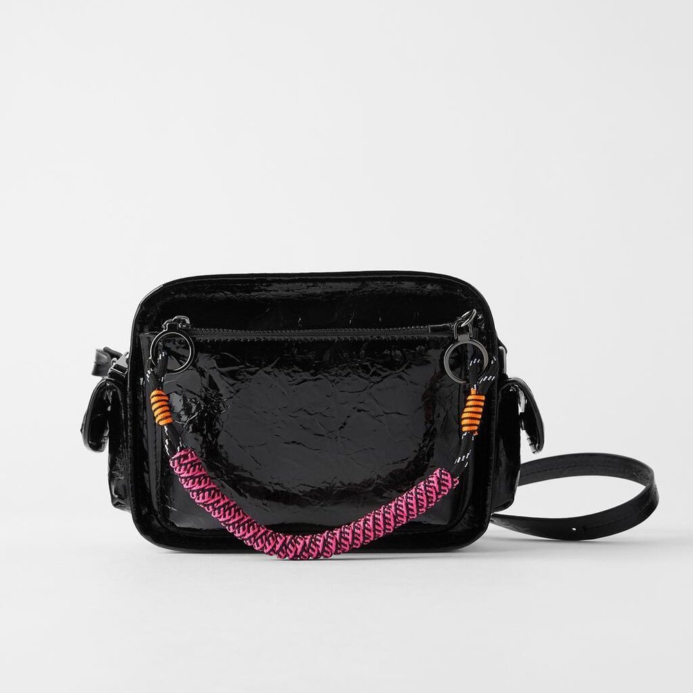 NWT Zara Black Removable Wallet Cord Crossbody